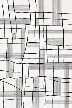 The image displays an abstract geometric grid pattern sketch
