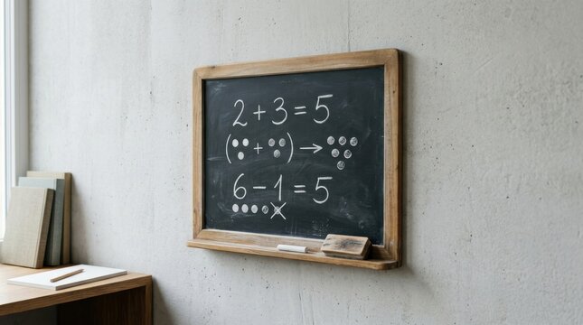 Basic Arithmetic Equations Written on a Chalkboard