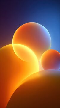 Spherical glowing orbs stacked against deep blue gradient