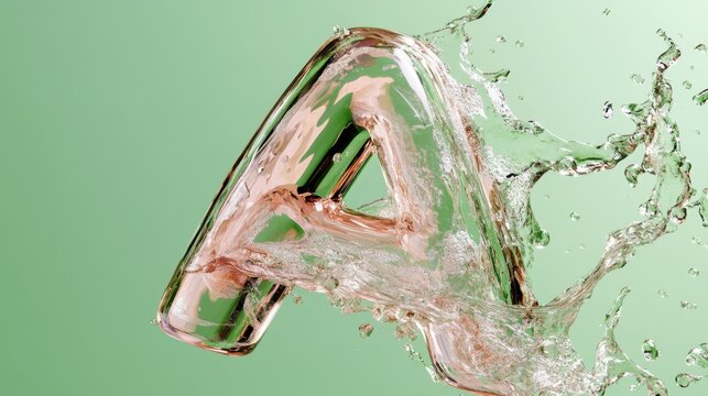 Transparent letter a with splash effect on green background