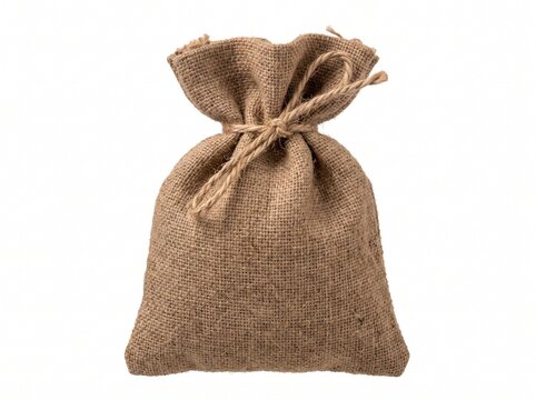 Brown burlap sack tied with natural jute rope for rustic packaging and storage solutions