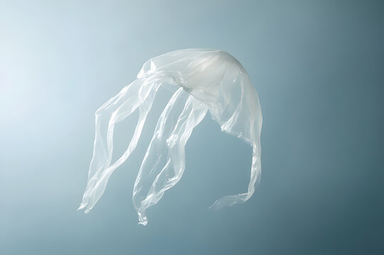 Plastic bag shaped like jellyfish concept for ocean pollution and plastic waste