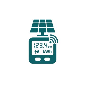 Smart Solar Panel Utility Meter Icon Minimalist Flat 2D Vector Isolated on White Background
