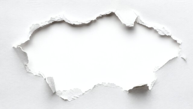 Torn Paper Hole With Blank White Copy Space
