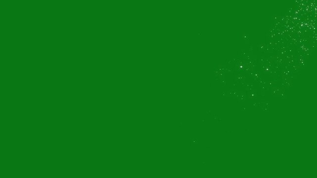 Starlight glitter trail animation featuring white sparkling particles and star sparkle vector doodles, glowing light effect, with smooth fading motion for fantasy transitions on green screen. 4K