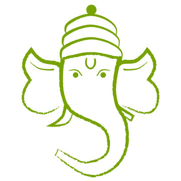 Ganpati Face Outline Illustration