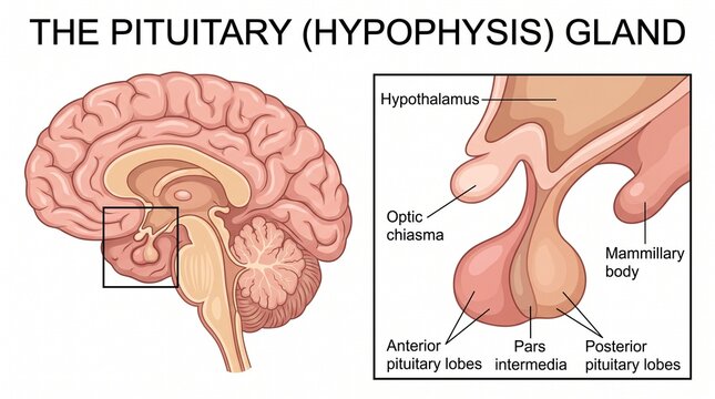 Human Brain Pituitary Gland Anatomy Medical Illustration