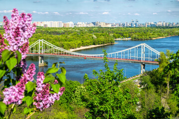 Fototapeta premium Urban Kyiv cityscape, Ukraine. Aerial view 