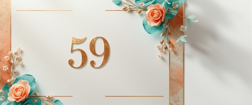 Elegant Floral Design with Number 59 on Textured Background