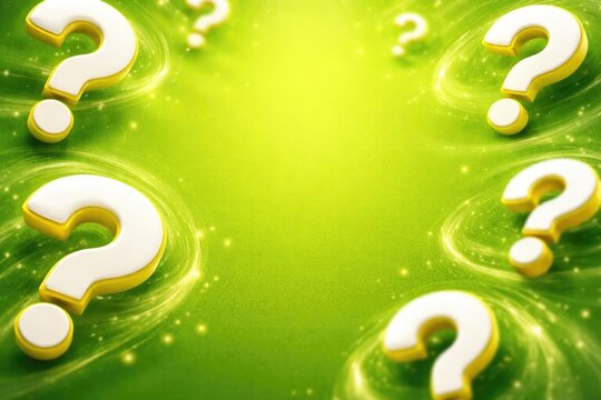 Colorful Question Marks Floating on a Bright Green Background