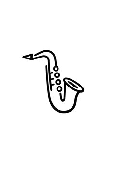 Illustration of alto saxophone with hand-drawn lines in black and white flat style graphic. illustration suitable for .