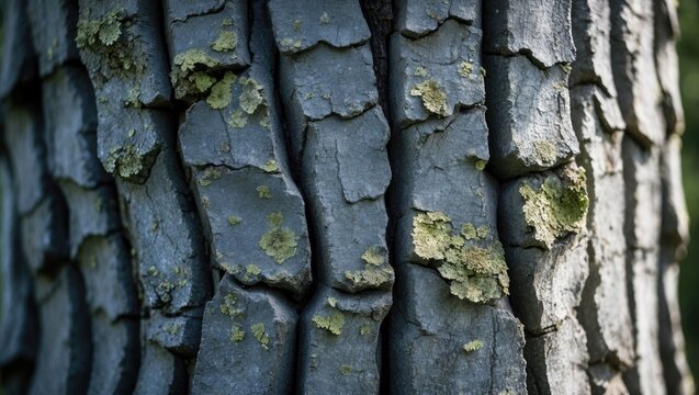 Surface of dry grey bark showcasing rough texture and natural appearance