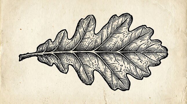 Vintage Oak Leaf Engraving Illustration