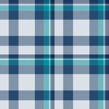 Strip check background texture, pajamas seamless plaid pattern. Card textile vector fabric tartan in blue and white colors.