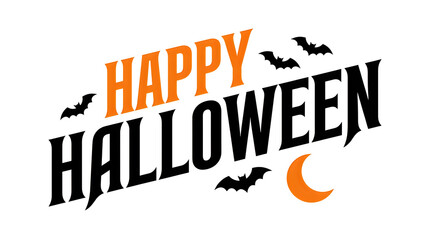 Happy Halloween typography design with flying bats and crescent moon graphic element © MD ACHADUL ISLAM