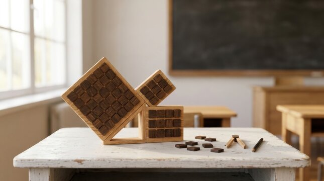 Wooden Pythagorean Theorem Model for Math Education