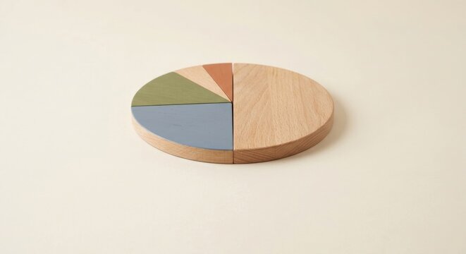 Wooden Pie Chart Segments Divided into Proportions