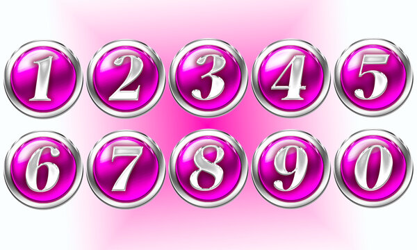 Circle Number Siver Pink 1-0