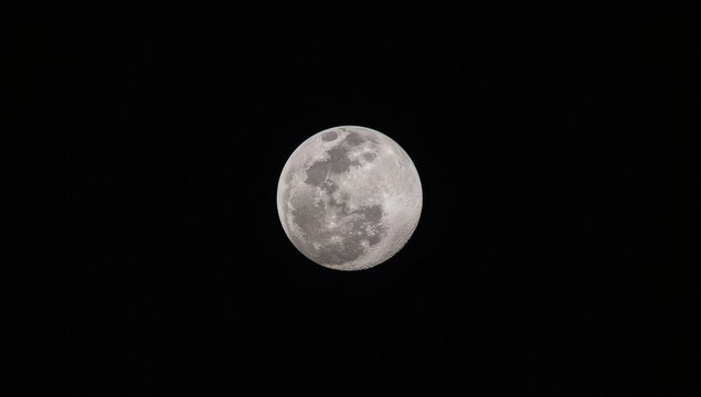Full Moon in a Clear Night Sky with Dark Background