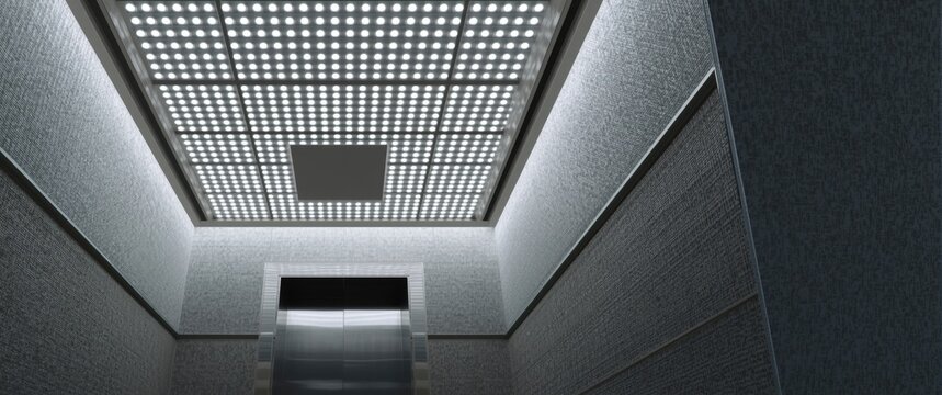 Modern Elevator Interior with LED Lighting and Textured Walls