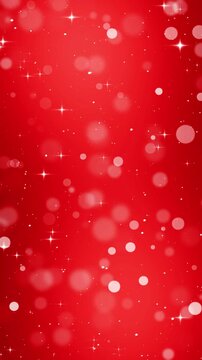 red christmas background with snowflakes and shiny glitter stars , christmas and new year holiday vertical social media background