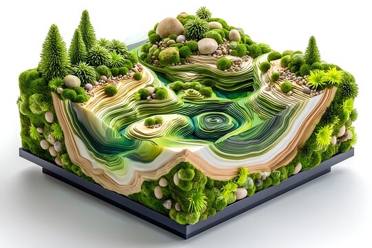 Topographical green paper landscape high resolution image