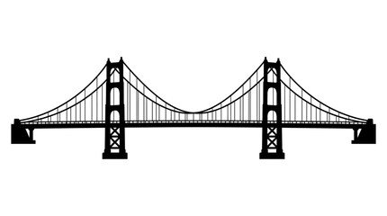 Fototapeta premium Golden Gate bridge depiction in black silhouette