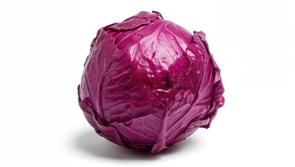 Fototapeta premium Red Cabbage Isolated on White with Fresh Dew Drops