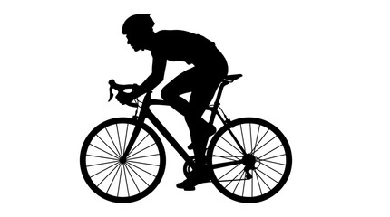 Fototapeta premium Cyclist riding a road bike is depicted in a black silhouette