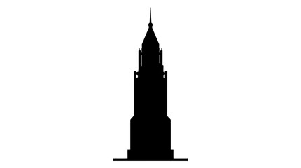 Obraz premium Tall skyscraper building with ornate details is shown as a silhouette