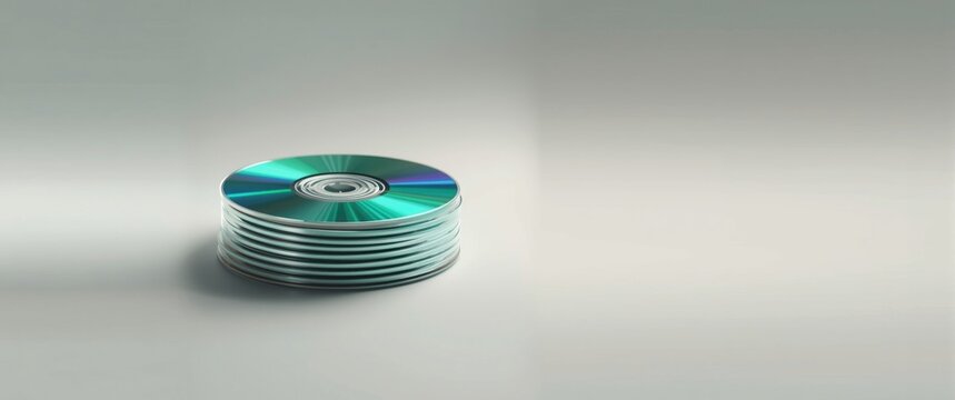 Stack of CD Discs with Reflective Surfaces on a Minimal Background