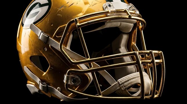 Gold football helmet close-up