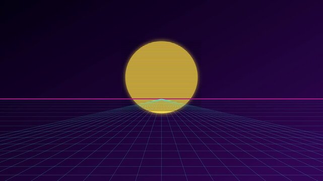 Retro Synthwave Sunset Grid Loop