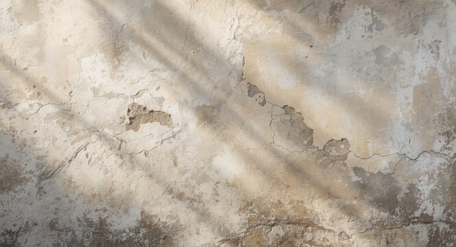 Weathered Wall with Cracks and Shadows in Natural Light