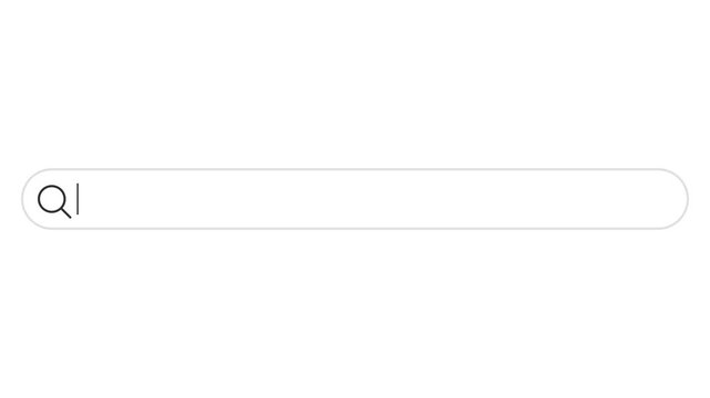 Minimalist Search Bar UI Animation on White Background with Magnifying Glass Icon