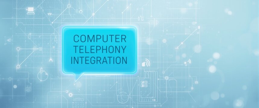 Digital Communication Concept with Computer Telephony Integration Message on Blue Background
