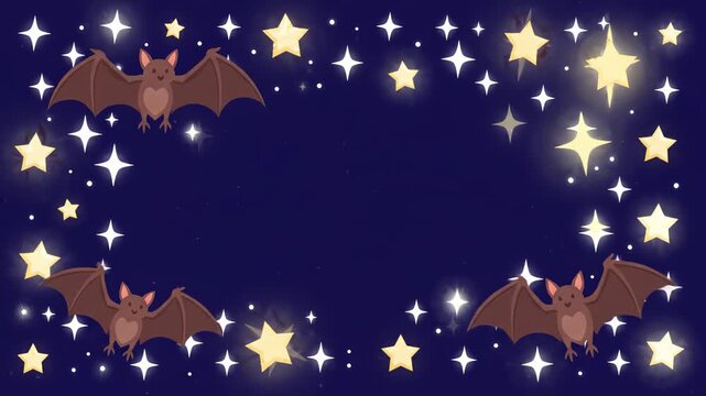 Bats flying among stars in night sky