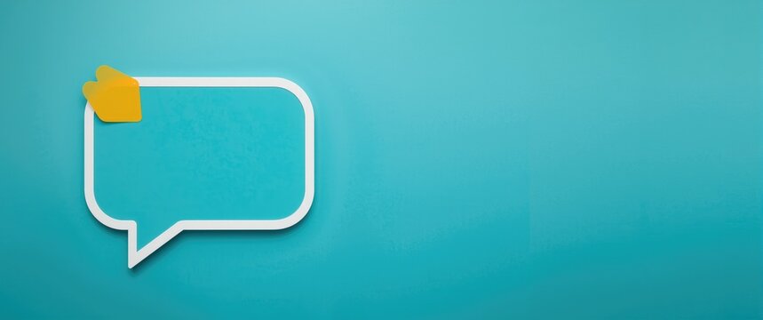Speech Bubble with Sticky Note on Aqua Background