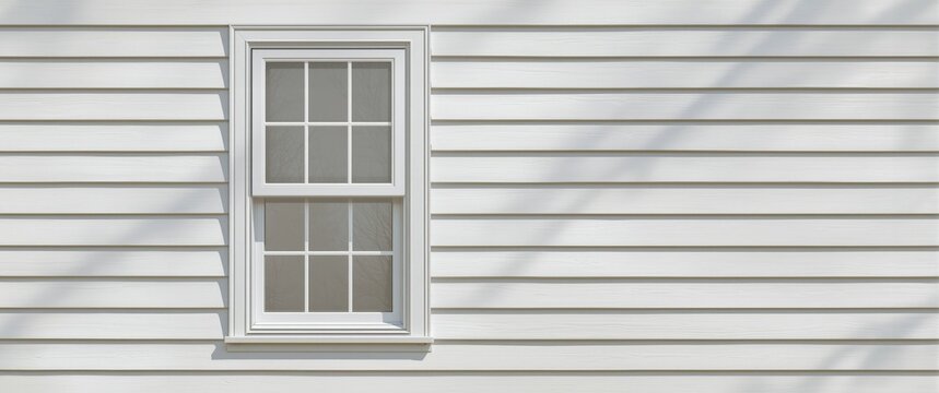 White Wooden Wall with Window and Soft Shadows