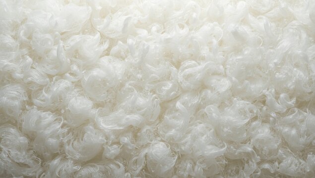 Soft White Curly Fiber Texture with Natural Light Background