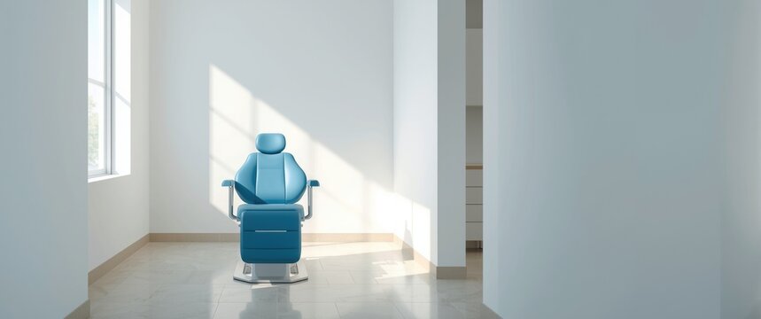 Dental Chair in Minimalist Office Space with Bright Natural Light