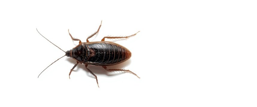 Closeup of a Cockroach Isolated on White Background