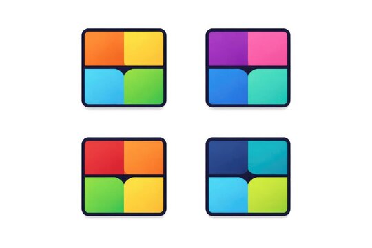 Colorful Abstract Quadrants with Blue Borders in a Modern Design