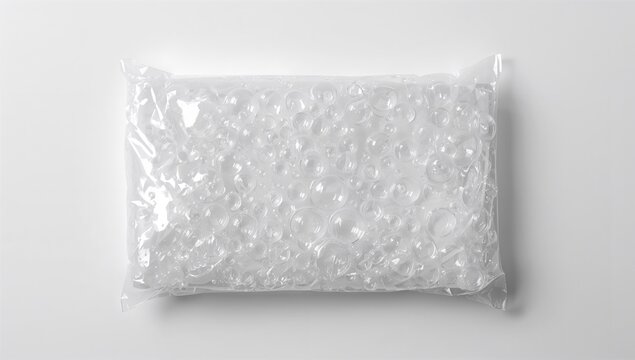 Transparent Bubble Wrap Bag - Isolated on White, Minimalist Style