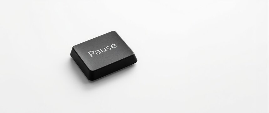 Black Pause Key Isolated on White Background in Minimalist Design