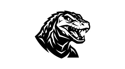 Fierce Dinosaur Head Illustration Black and White 5. © dimas