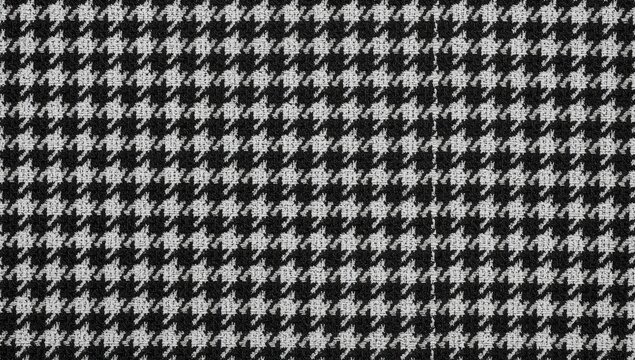 Houndstooth Pattern Fabric Texture in Black and White Tones