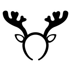 Fototapeta premium Tiempo de Navidad. Icono con dibujo sencillo de la silueta de una diadema con cuernos y orejas de reno de Santa Claus 