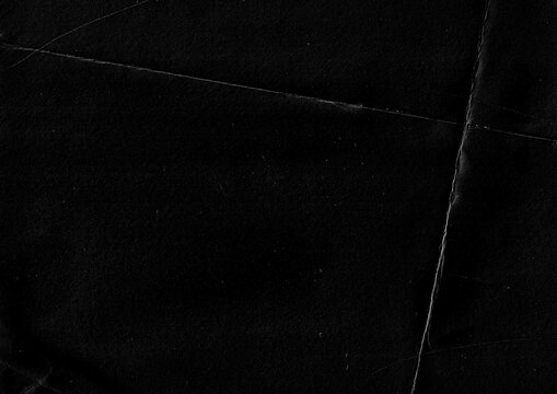 Dark Black Grunge Creased Scratched Distressed Paper Texture - Grainy Grain Noisy Noise Gritty Folded Paper Overlay Template Background