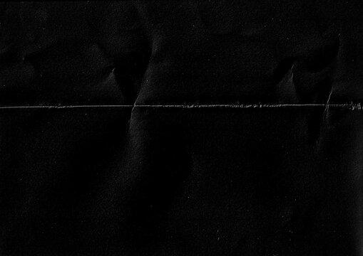 Dark Black Grunge Creased Scratched Distressed Paper Texture - Grainy Grain Noisy Noise Gritty Folded Paper Overlay Template Background